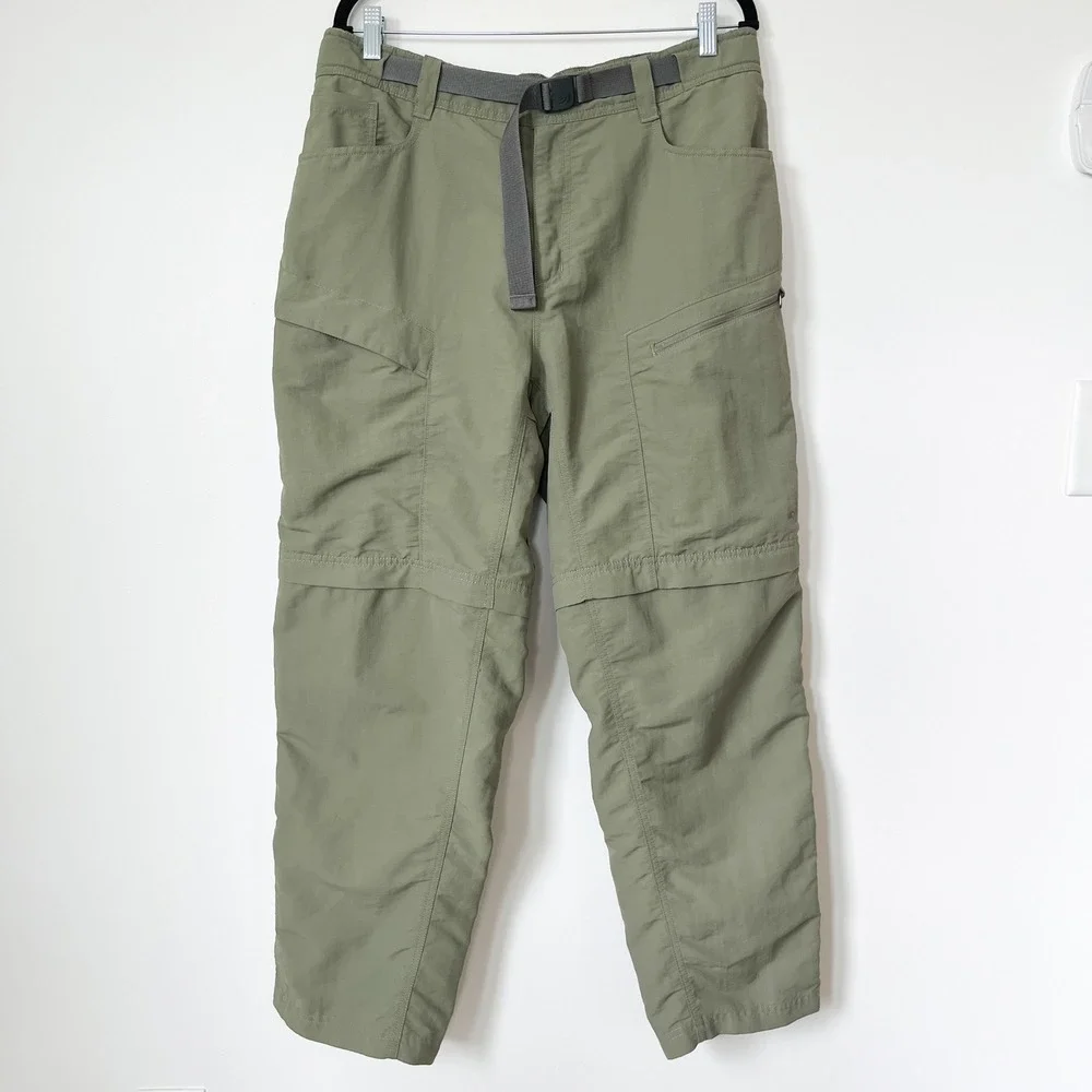 The North Face Paramount Trail Convertible Pants Mens Large Green Hiking Belted